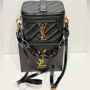 New Quilted Vanity Crossbody with Gold Logo